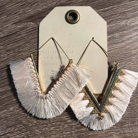 Anthropologie Jewelry - NWT Anthropologie White Tassels Earrings